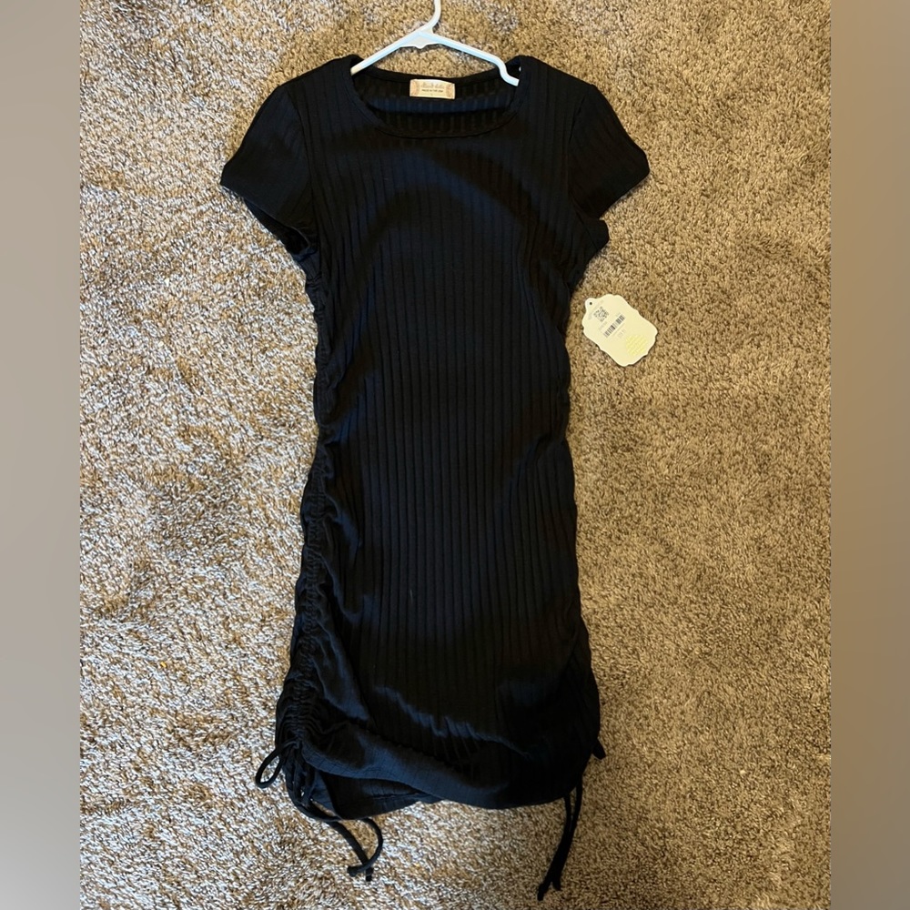Black mini tie up dress